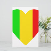 Rasta färbte Herz Briefpapier (Stehend Vorderseite)
