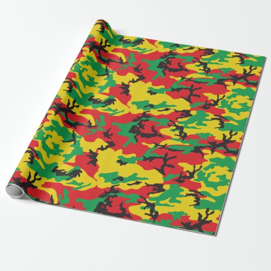 Rasta Flag Colors Camouflage Print Geschenkpapier (Ungerollt)