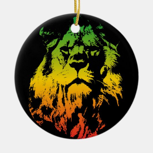 Rasta Flag Colors Lion Merry Christmas Keramik Ornament (Vorne)