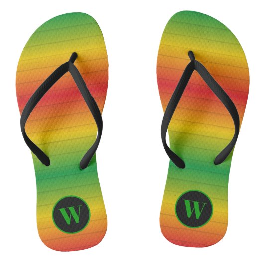 Rasta Flag Colors Monogram Badesandalen (Fußbett)