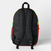 Rasta Flag Colors Striped Monogram Bedruckter Rucksack (Rückseite)