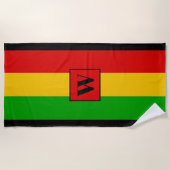 Rasta Flag Coloured Striped Monogram Reggae Strandtuch (Vorderseite)