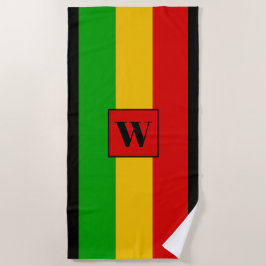 Rasta-Flagge Farbige Gestreifte Monogramm Reggae Strandtuch