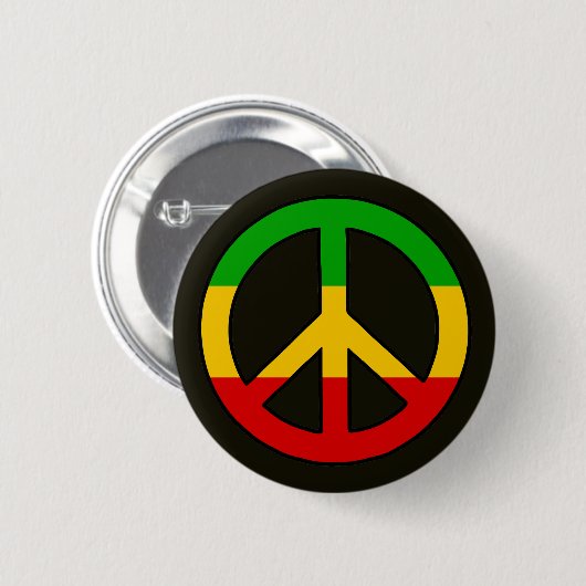 Rasta-Flaggenfarben Friedenssymbol Button (Vorne & Hinten)