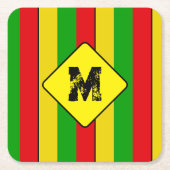 Rasta-Flaggenfarben gestreifte monogrammierte Bier Rechteckiger Pappuntersetzer (Vorderseite)