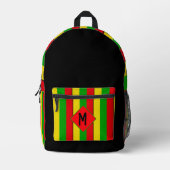 Rasta-Flaggenfarben gestreiftes Monogramm Bedruckter Rucksack (Vorderseite)