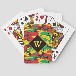 Rasta-Flaggenfarben-Tarnmuster-Monogramm Spielkarten