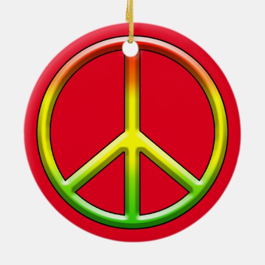 Rasta Frieden Symbol Weihnachten! Keramik Ornament (Hinten)
