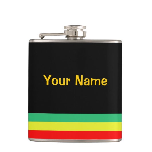 Rasta-Gestreifte Flasche Flachmann (Vorderseite)