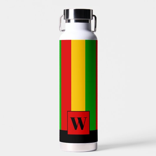 Rasta-Gestreiftes Monogramm Reggae Trinkflasche (Vorne)