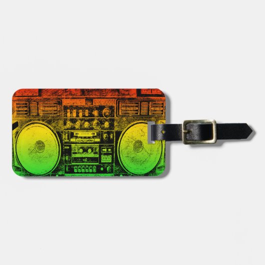Rasta Ghetto Blaster Gepäckanhänger (Vorderseite horizontal)