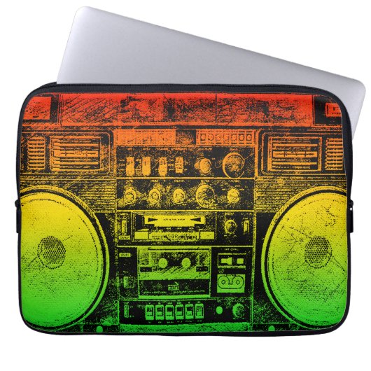 Rasta-Ghetto-Blaster Laptopschutzhülle (Vorderseite)