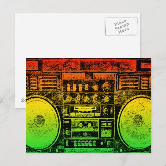 Rasta ghetto blaster postkarte (Vorne/Hinten)