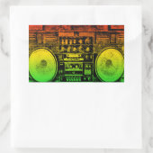 Rasta ghetto blaster rechteckiger aufkleber (Tasche)