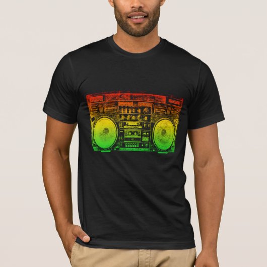Rasta-Ghetto-Blaster T-Shirt (Vorderseite)