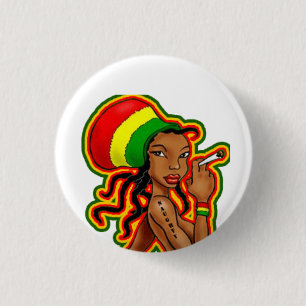 Rasta Girl plattiert Button