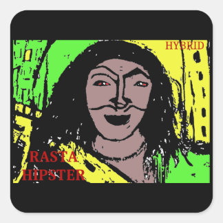 RASTA HIPSTER HYBRID QUADRATISCHER AUFKLEBER