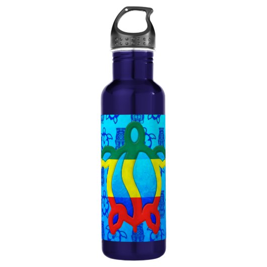 Rasta Honu Blau Tiki Trinkflasche (Vorderseite)