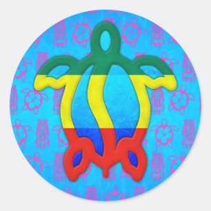 Rasta Honu Runder Aufkleber