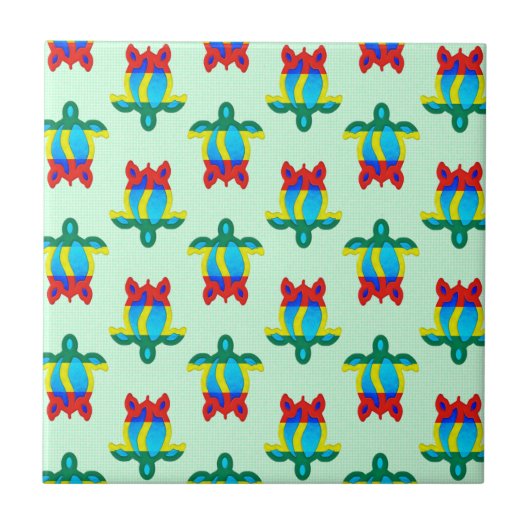 Rasta Island Colors Tribal Turtle Fliese (Vorderseite)