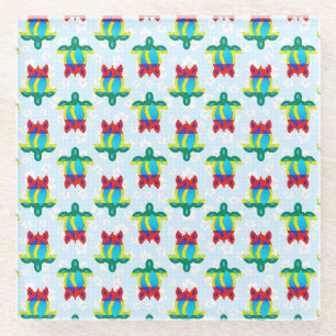 Rasta Island Colors Tribal Turtle Floral Glasuntersetzer