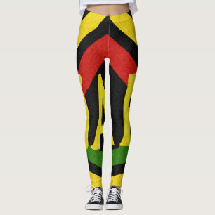 Rasta Jah Rastafari Rote goldgrüne Leggings