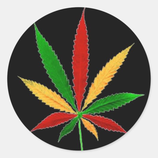 Rasta Leaf Round Sticker (Vorderseite)