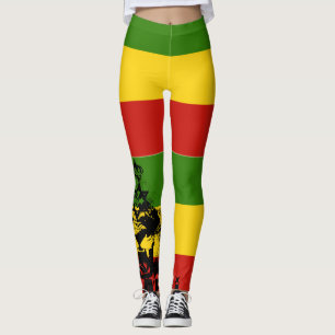 Rasta Leggings Red Gold Green Roaring Lion
