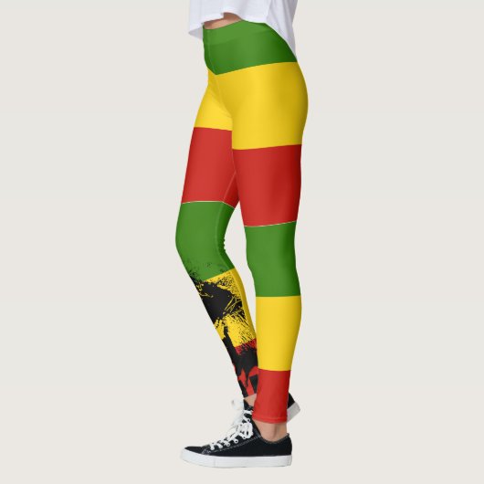 Rasta Leggings Red Gold Green Roaring Lion (Links)