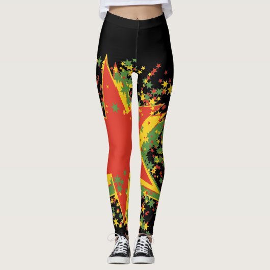 Rasta-Leggings-Sternenexplosion Leggings (Vorderseite)