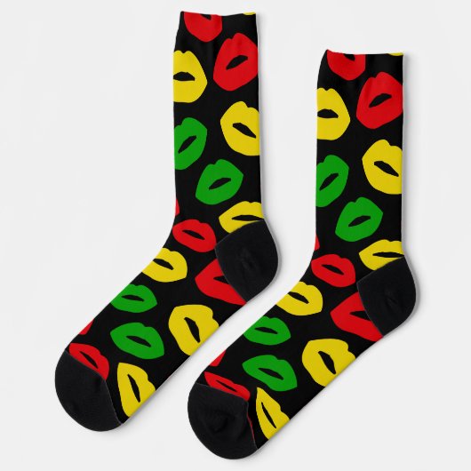 Rasta Liebe Lipstick Kisses Gemustert Socken (Linkes Detail)