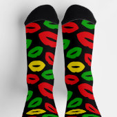 Rasta Liebe Lipstick Kisses Gemustert Socken (Oben)