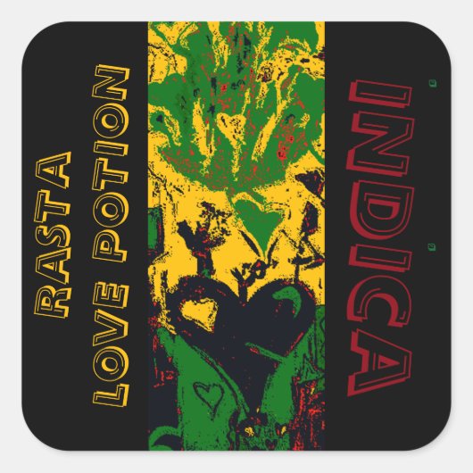 RASTA LIEBE POSITION INDICA QUADRATISCHER AUFKLEBER (Vorderseite)