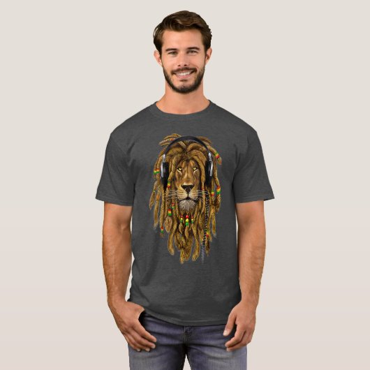 Rasta Lion Dreadlocks Reggae Cooles Geschenk für L T-Shirt (Vorne ganz)