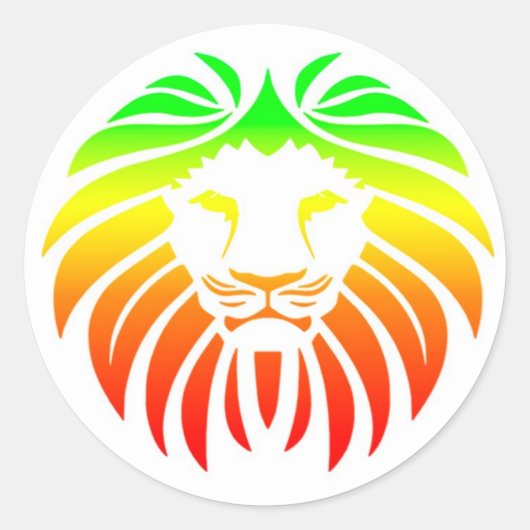 Rasta Lion Head Runder Aufkleber (Vorderseite)