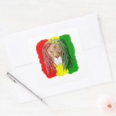 Rasta Lion Jamaican Reggae Flag Quadratischer Aufkleber (Umschlag)