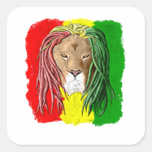 Rasta Lion Jamaican Reggae Flag Quadratischer Aufkleber
