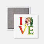 Rasta Lion Jamaican Reggae Liebe Magnet (Vorderseite/Rückseite)