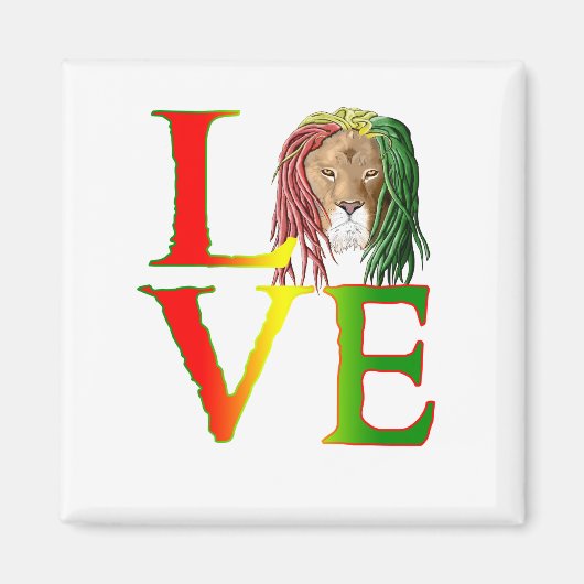 Rasta Lion Jamaican Reggae Liebe Magnet (Vorne)