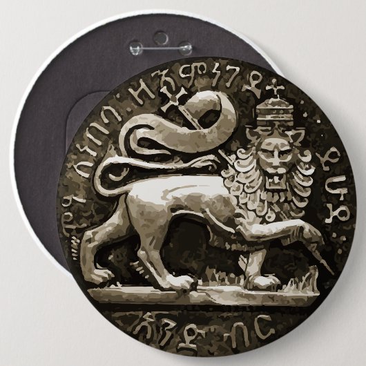 Rasta Lion of Judah Ancient Design on Button (Vorne & Hinten)