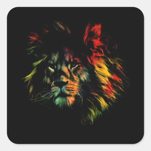 Rasta Lion Quadratischer Aufkleber (Vorderseite)