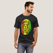 Rasta Lion Reggae Dreadlocks Profil für Rastafari T-Shirt (Vorne ganz)