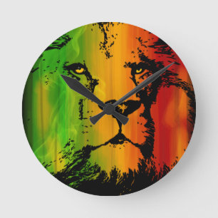Rasta Lion Runde Wanduhr