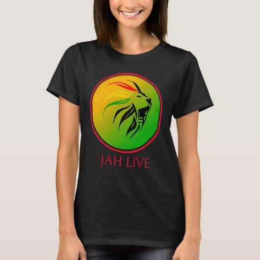 Rasta Live Up Jah Live Löwe T-Shirt (Vorderseite)