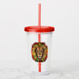 Rasta Löwe rot grün zeichnend Jamaika Acryltrinkbecher