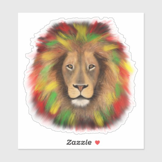 Rasta Löwe rot grün zeichnend Jamaika Aufkleber (Blatt)