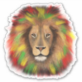 Rasta Löwe rot grün zeichnend Jamaika Aufkleber (Vorderseite)