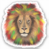 Rasta Löwe rot grün zeichnend Jamaika Aufkleber (Vorderseite)