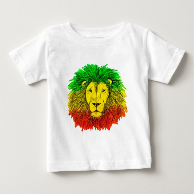 Rasta Löwe rot grün zeichnend Jamaika Baby T-shirt (Vorderseite)