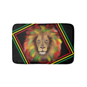 Rasta Löwe rot grün zeichnend Jamaika Badematte